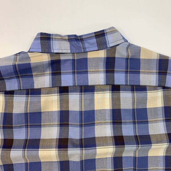 John Varvatos Shirt Mens L Large Blue Plaid Long Sleeve Lightweight Button Down - Picture 4 of 10